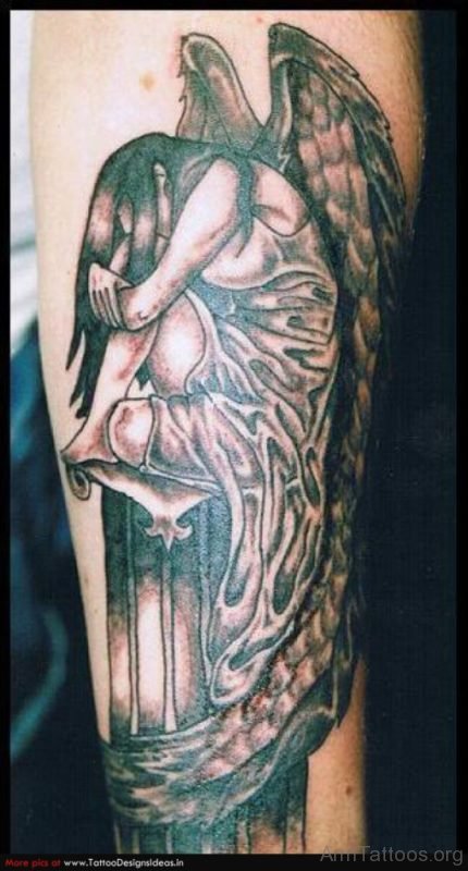 Perfect Fallen Angel Tattoo On Arm