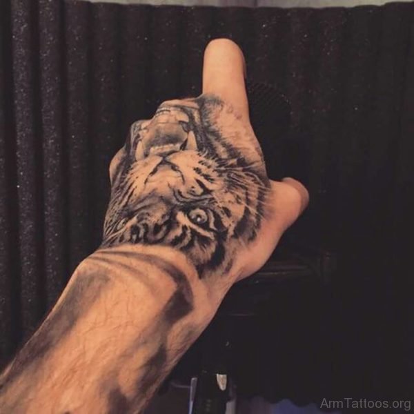 Perfect Tiger Tattoo On Hand