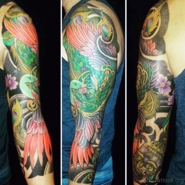 Phoenix Full Arm Mens Tattoos