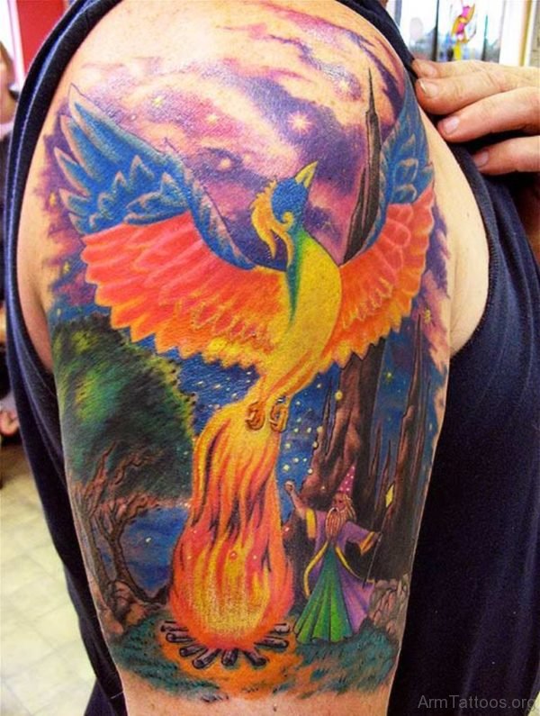 Phoenix Tattoo Design On Shoulder