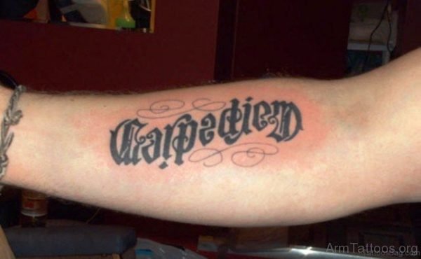 Photo Of Carpe Diem Tattoo On Arm 