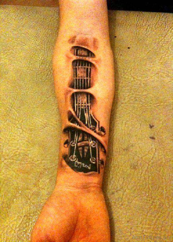 Photo Of Forearm Guitar Tattoo On For Arm 