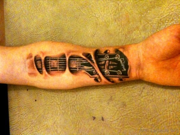 Pic Of Forearm Guitar Tattoo 