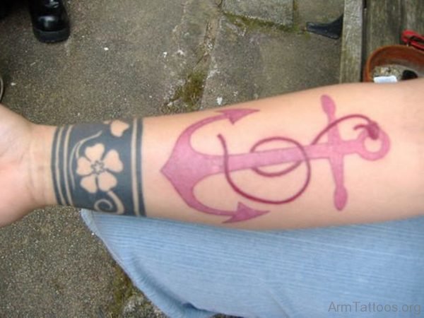 Pink Anchor Tattoo