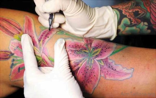 Pink Ink Lily Tattoo
