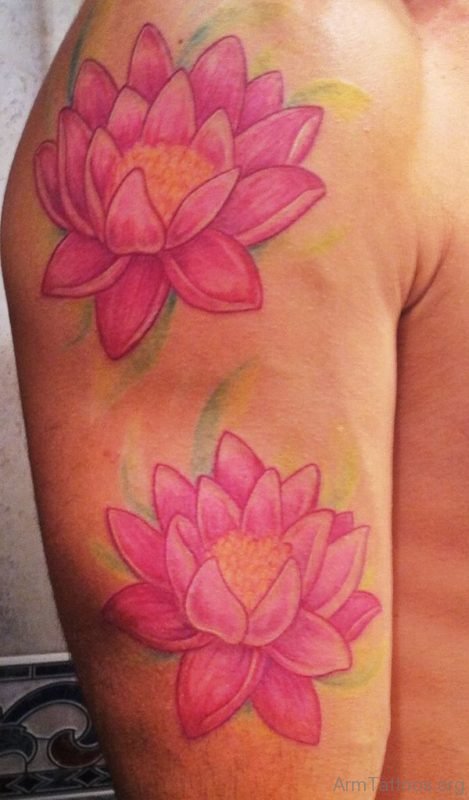 Pink Lotus Tattoo On Arm 