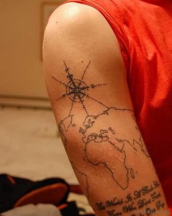 Popular World Map Tattoo On Bicep
