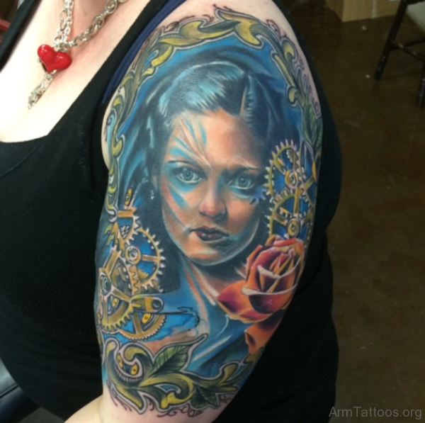 Portrait Tattoo On Half Sleeve 