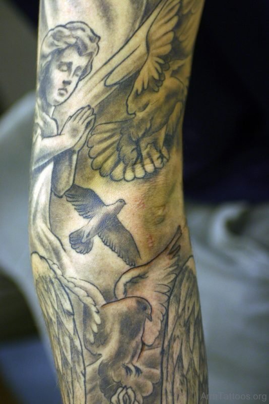 Praying Angel Kid Tattoo On Arm