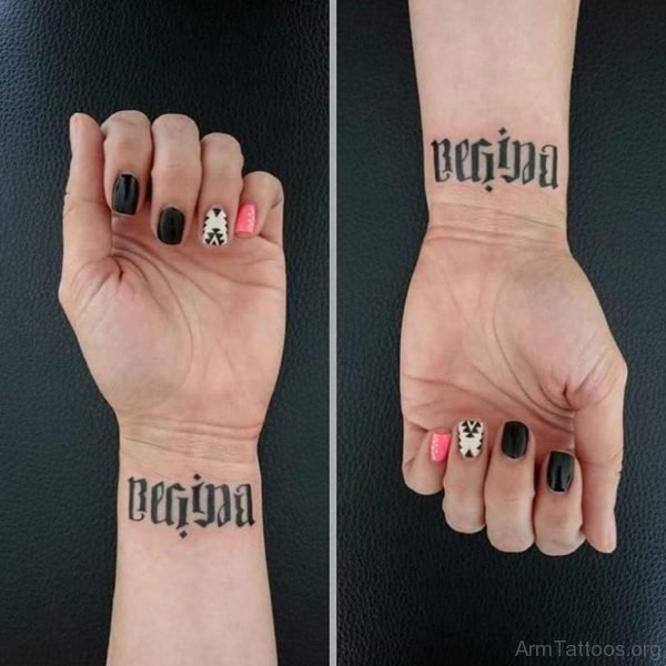 Pretty Ambigram Tattoo On Wrist