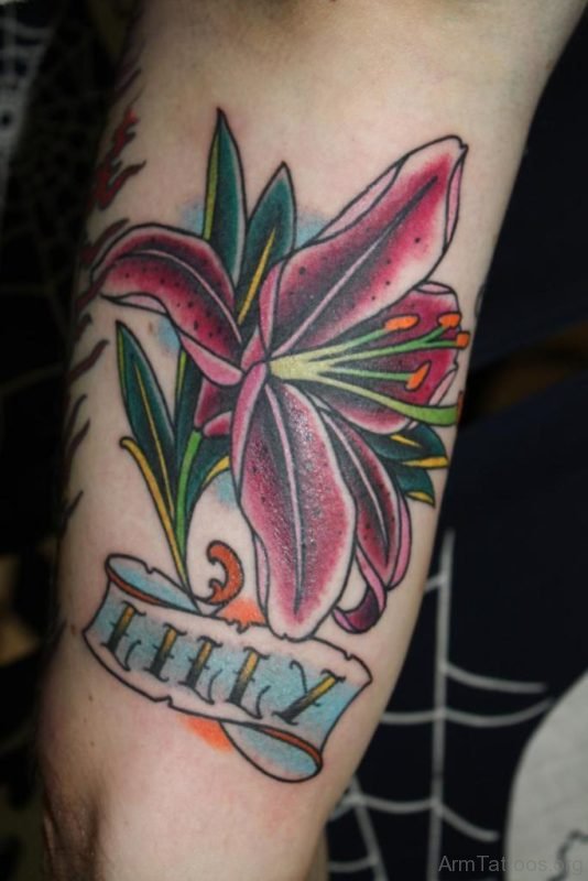 Pretty Lily Tattoo On Arm