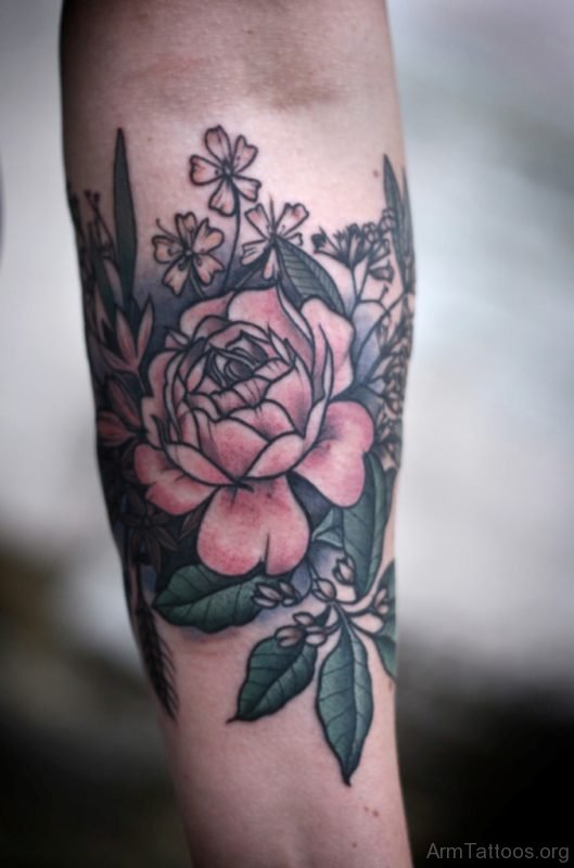Pretty Rose Tattoo On Arm