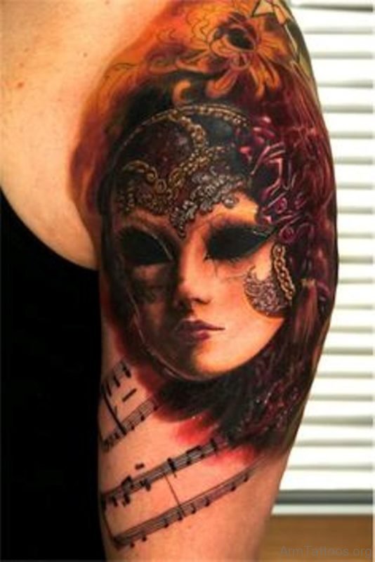 Pretty Venetian Mask Tattoo