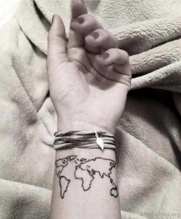 Pretty World Map Tattoo