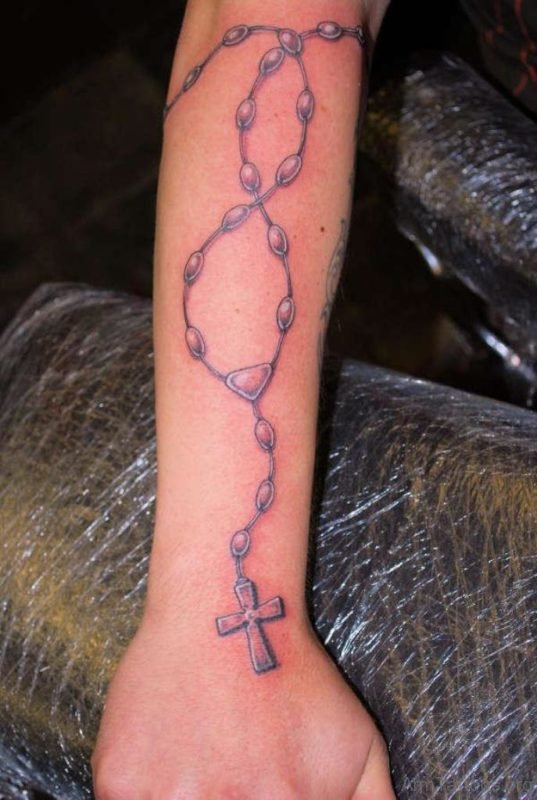 Prety Rosary Tattoo On hand