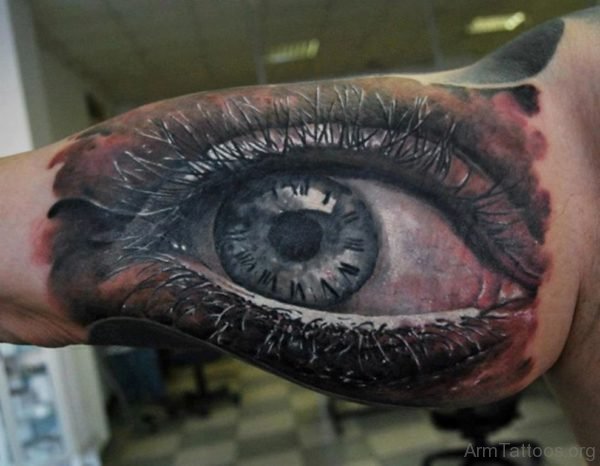 Realistic Eye Tattoo On Arm 