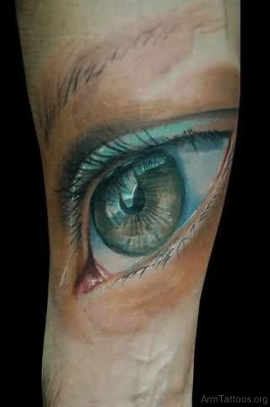 Realistic Eye Tattoo On Arm Image 