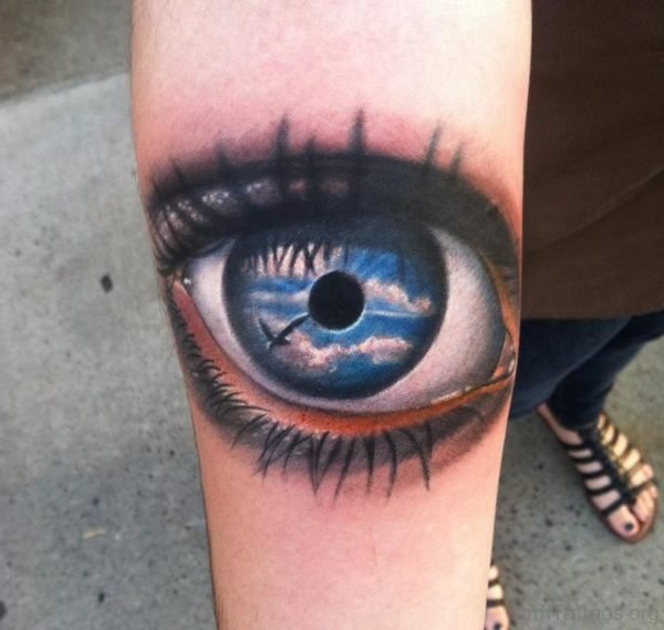 Realistic Eye Tattoo On Forearm 