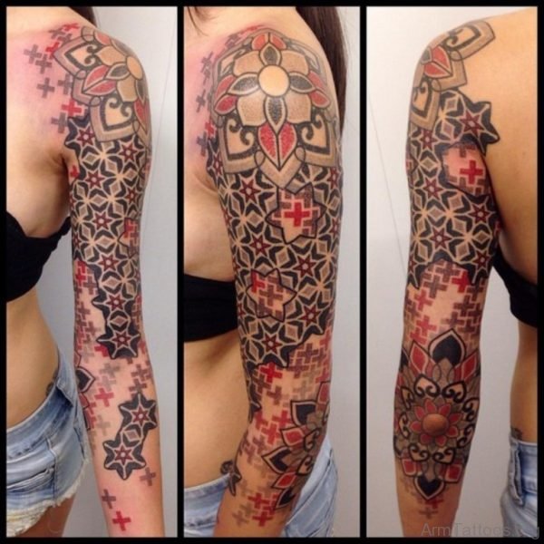 Red And Black Mandala Tattoo