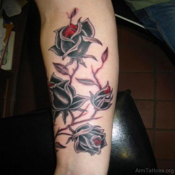Red And Black Rose Tattoo