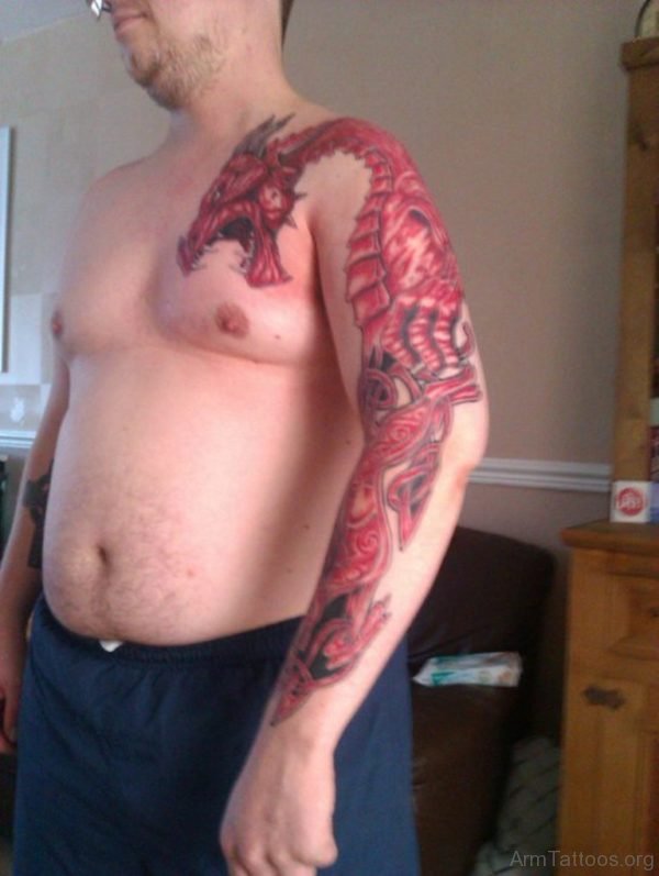 Red Angry Dragon Tattoo