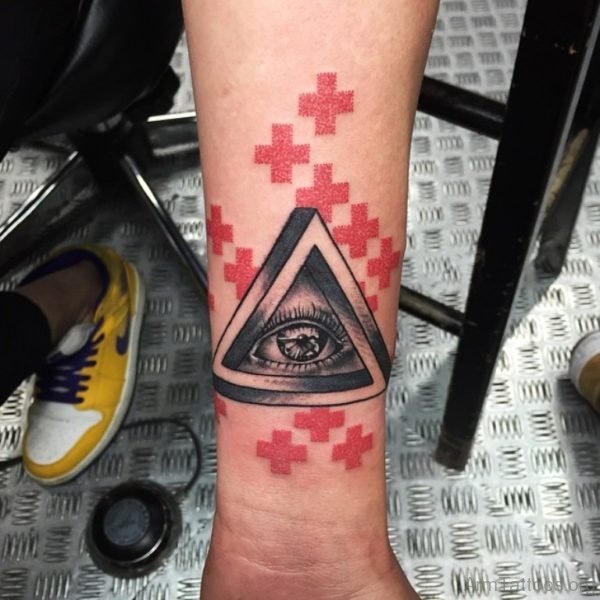 Red Cross And Eye Tattoo