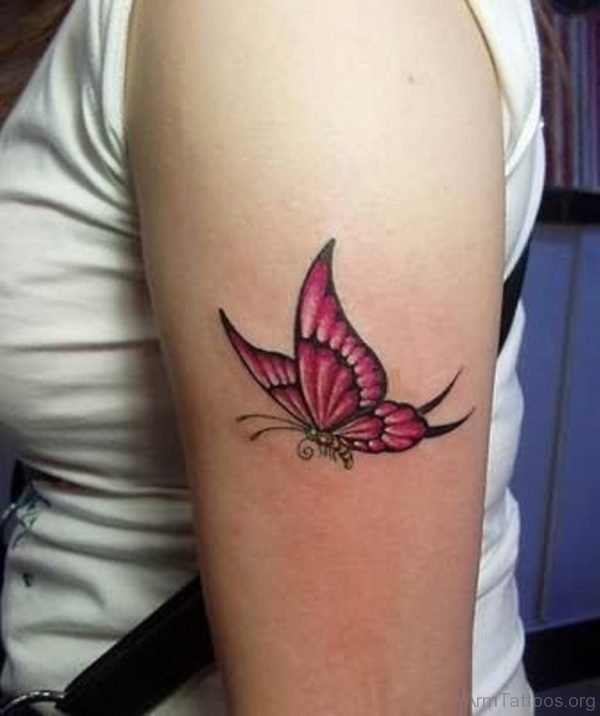 Red Ink Butterfly Tattoo