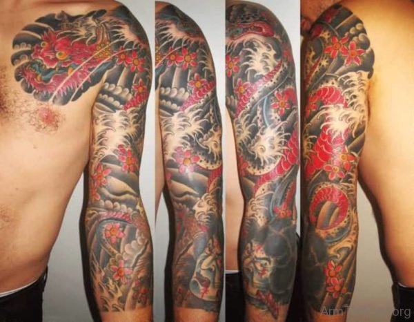 Red Ink Dragon Tattoo