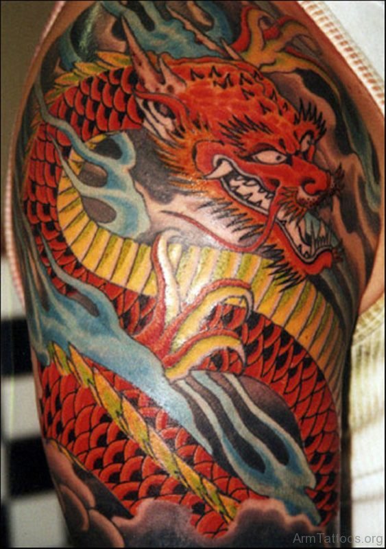 Red Ink Dragon Tattoo Design