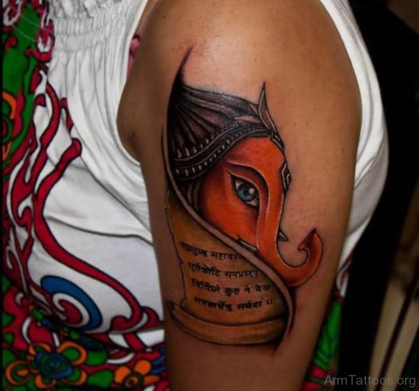 Red Ink Ganesha Tattoo