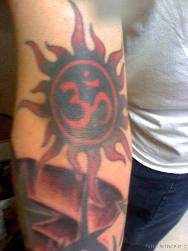 Red Ink Om Tattoo