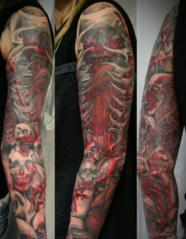 Red Ink Skull Tattoo 