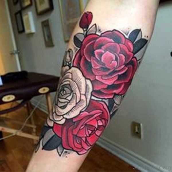 Red Rose Tattoo On Arm