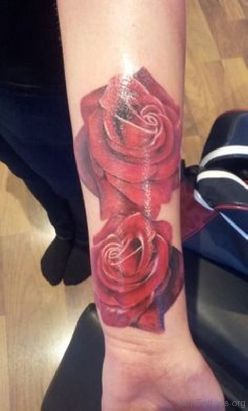 Red Roses Tattoo On Wrist 
