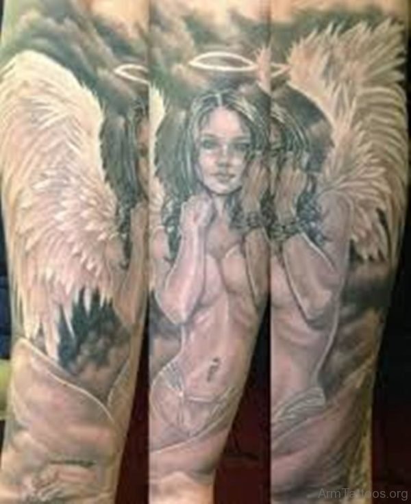 Religious Angel Tattoo On Arm
