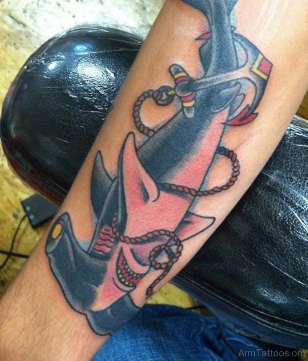 Rope Anchor In Ocean Tattoo On Arm