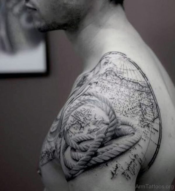 Rope And Map Tattoo