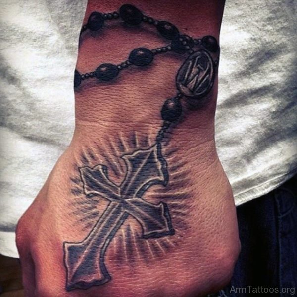 Rosary Tattoo On Hand