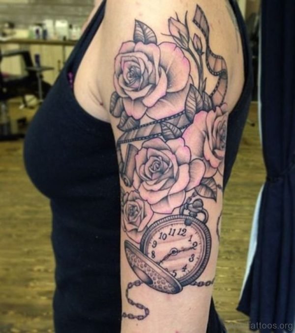 Rose And Clock Tattoo