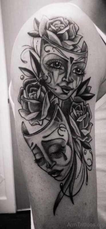 Rose And Mask Tattoo