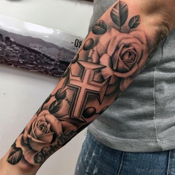 Rose And Rosary Tattoo