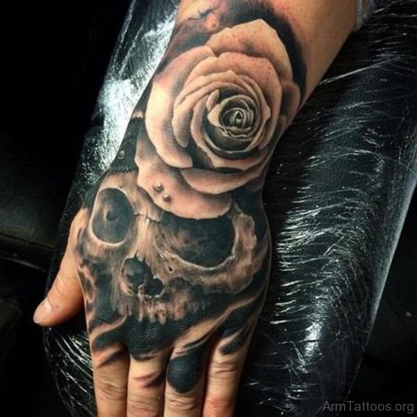 Rose And Skull Tattoo Design