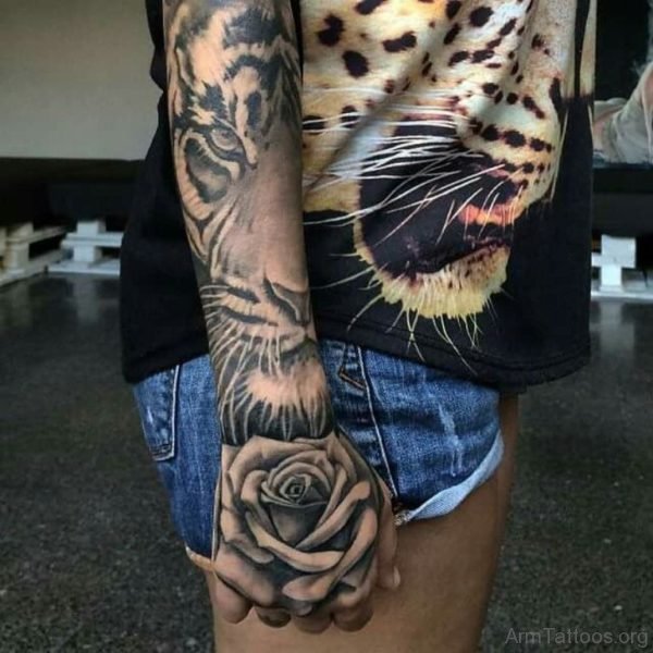 Rose And Tiger Tattoo 