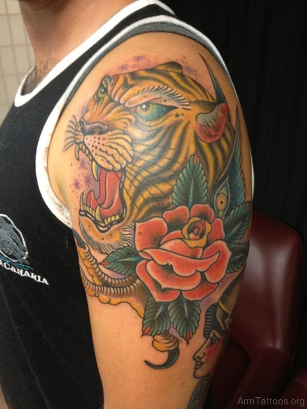 Rose And Tiger Tattoo