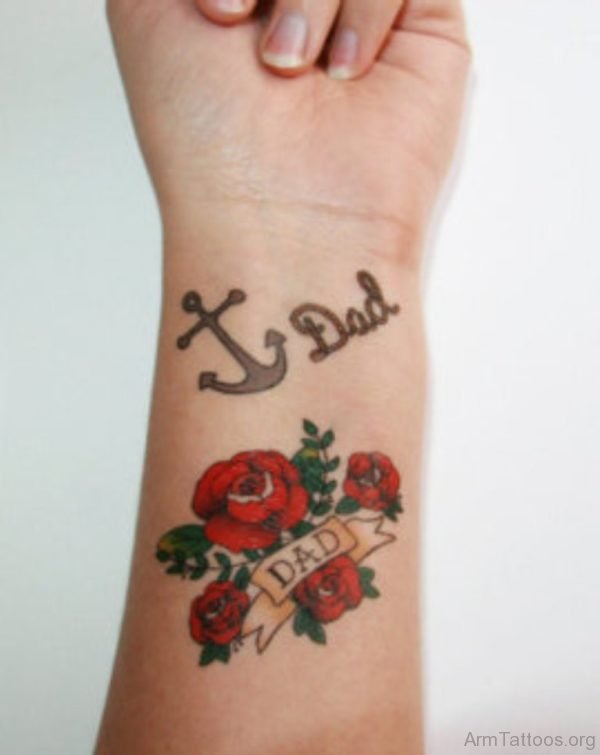 Rose Dad Tattoo On Wrist 