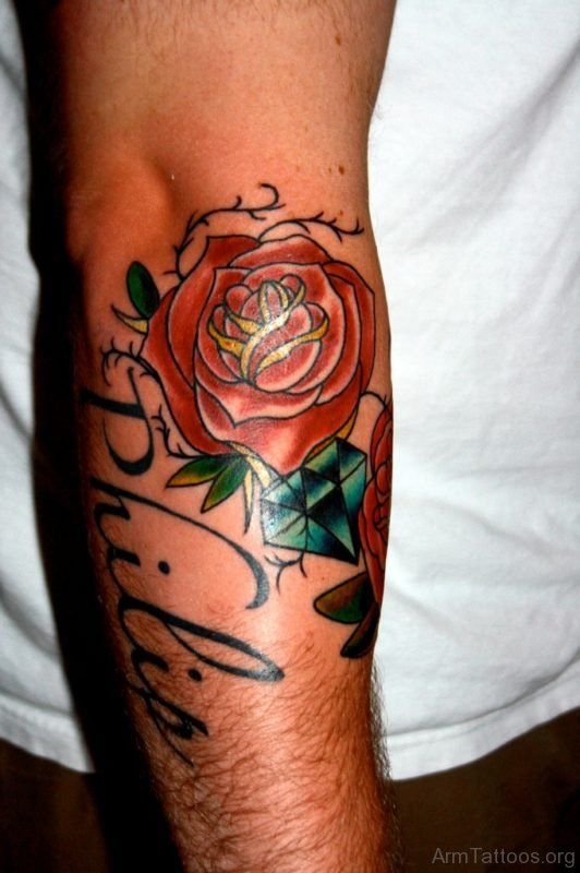 Rose Tattoo On Elbow