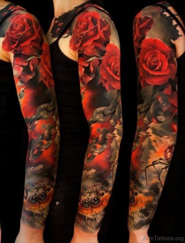 Rose Tattoo design For Full Sleeve