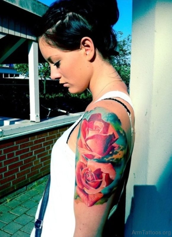 Rose Tattoo design On Arm
