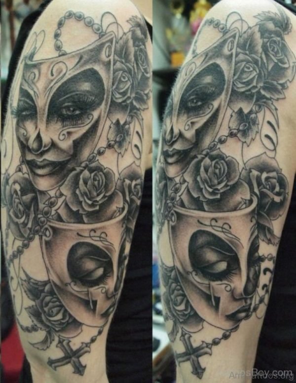 Rose Venetian Mask Tattoo