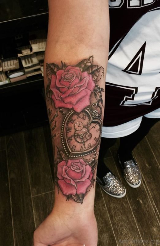 Rose and Clock Tattoo